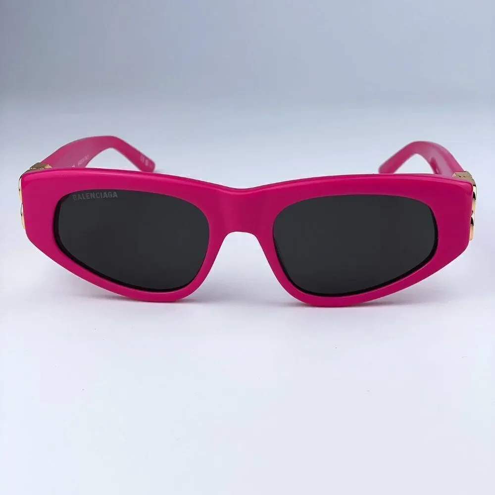 SALE! NEW Balenciaga BB0095S 006 Pink Gold Logo Grey Cat Eye Unisex Sunglasses
